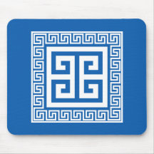 Griechisches Schlüsselmuster Blau und Weiß