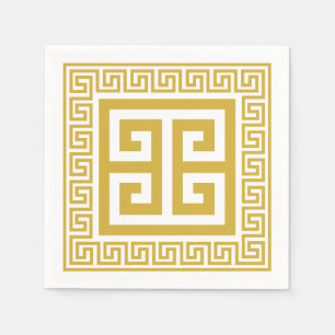 Griechisches Schlüsselmuster Goldenes Designpapier Serviette