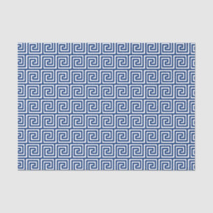 Griechisches Schlüsselmuster in Navy Blue und Whit Seidenpapier