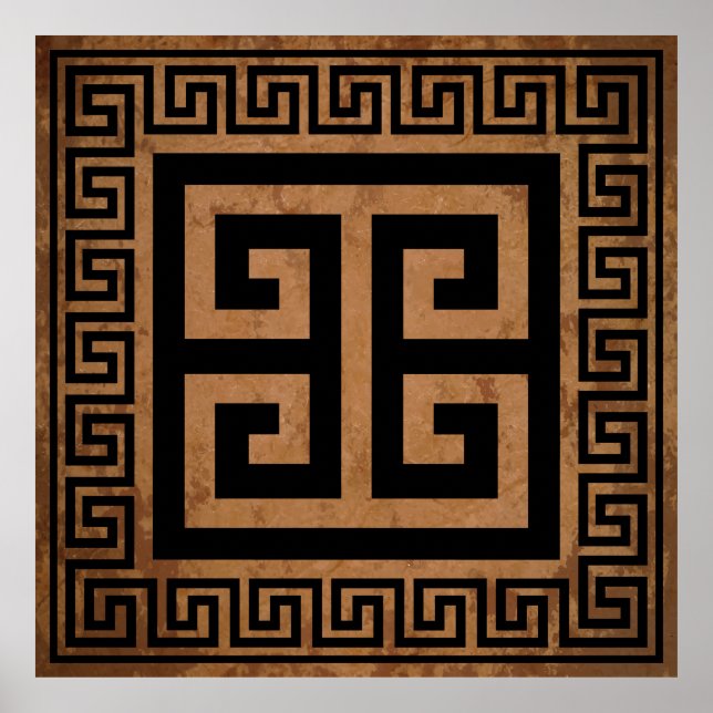 Griechisches Schlüsselmuster Schwarzes Design Poster (Vorne)