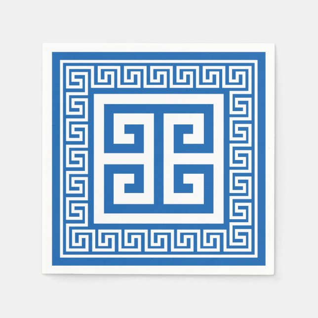 Griechisches Schlüsselmuster Weißbuch und Blaues P Serviette (Vorderseite)