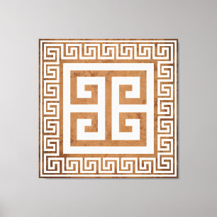 Griechisches Schlüsselmuster Weißes Design Leinwan Leinwanddruck