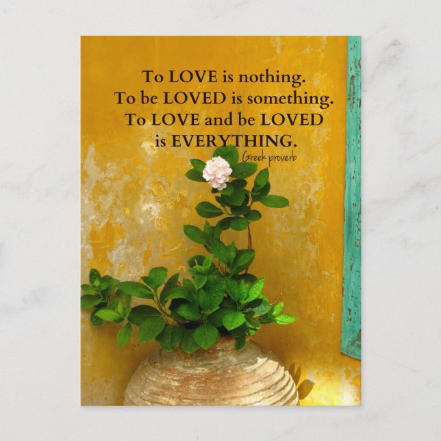 griechisches SprichwortInspirationische Liebe ziti Postkarte (Vorderseite)
