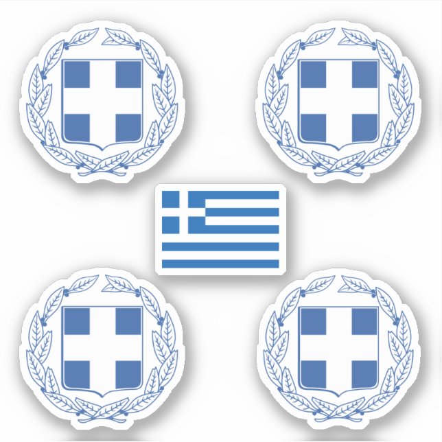 griechisches Wappen und Flaggenkleber Aufkleber (Vorderseite)