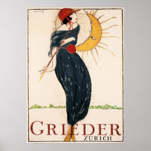 GRIEDER ZURICH by Charles Loupot Vintage Art Deco Poster