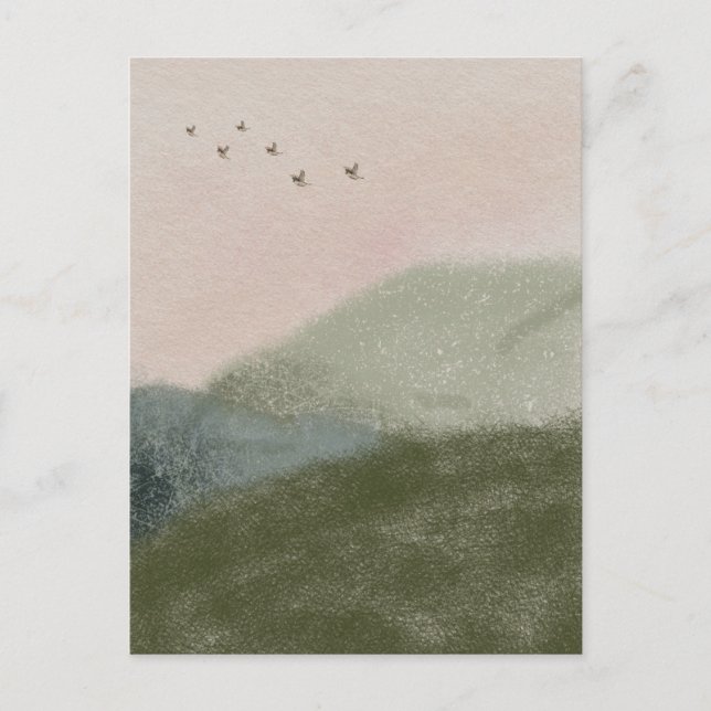 Grief Mourning Loss Flying Birds In Mountains Card Postkarte (Vorderseite)