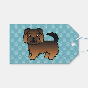 Griesgrämiger Norfolk Terrier Hund auf blauem Hint Geschenkanhänger