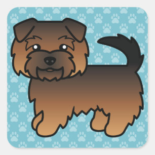 Griesgrämiger Norfolk Terrier Hund Süße Illustrati Quadratischer Aufkleber