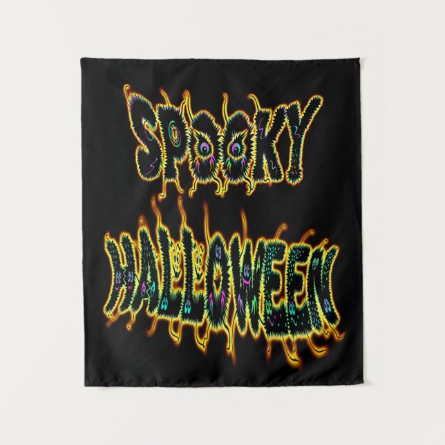 griesgrämiges Halloween Wandteppich (Vorderseite)