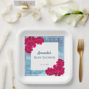 Griesische Wasserfarbe + Rosa Babydusche Pappteller