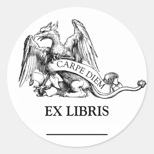 Griffin Buchzeichen Runder Aufkleber (Vorderseite)