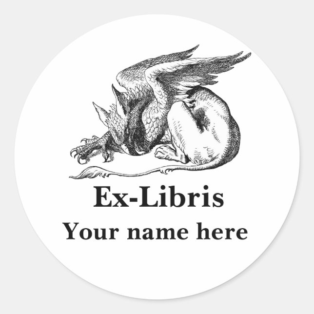 Griffin Ex-libris Runder Aufkleber (Vorderseite)