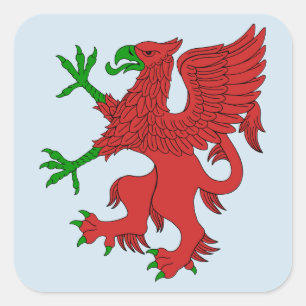 Griffin in Red und Green Quadratischer Aufkleber