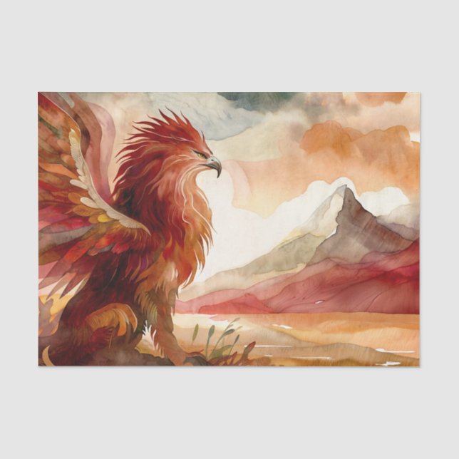 Griffin mit Bergwelt Wasserfarbenkunst Seidenpapier (Vorderseite)