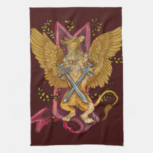 Griffin mit Schwertern Geschirrtuch