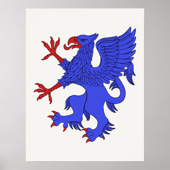 Griffin Rampant Azure Poster (Vorne)