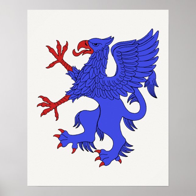 Griffin Rampant Azure Poster (Vorne)