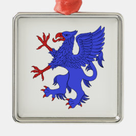 Griffin Rampant Azure Silbernes Ornament