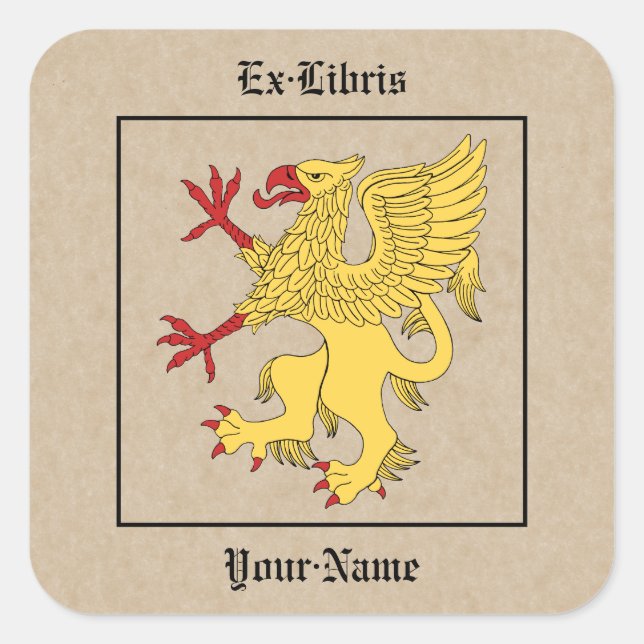 Griffin Rampant oder Buchzeichen Quadratischer Aufkleber (Vorderseite)