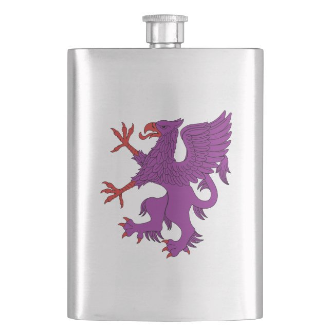 Griffin Rampant Purpurrein Flachmann (Vorderseite)