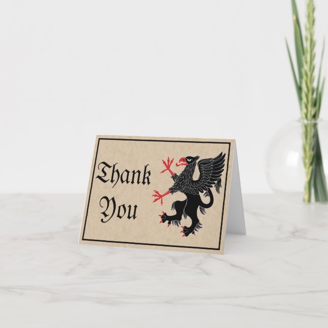 Griffin Rampant Sable Danke-Card Dankeskarte (Vorderseite)