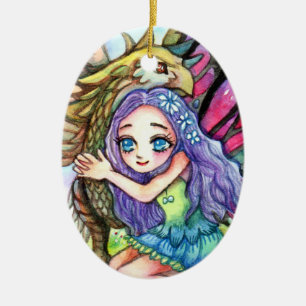 Griffin und Fairy Keramikornament