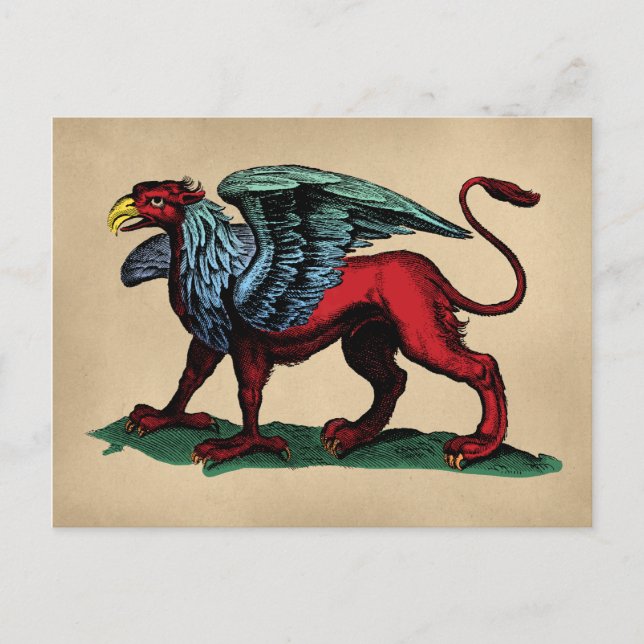 Griffin Vintag Illustration Postkarte (Vorderseite)