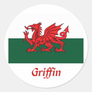 Griffin Welsh Flag Runder Aufkleber