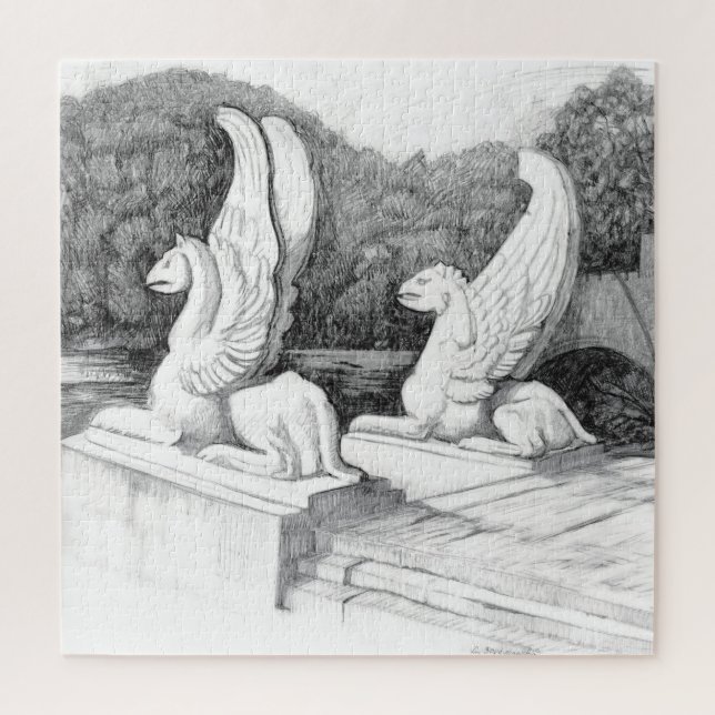 Griffins Skulptur monochrome Stifte Kunst (Vertikal)