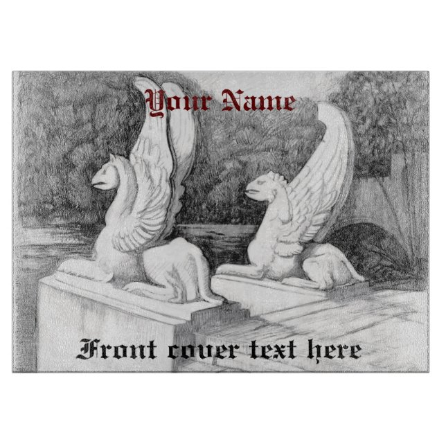 Griffins Skulptur monochrome Stifte Kunst Schneidebrett (Vorderseite)