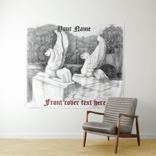 Griffins Skulptur monochrome Stifte Kunst Wandteppich