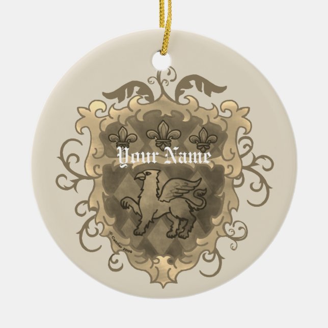 Griffon Familienwappen Surname Keramik Ornament (Vorne)