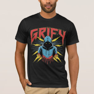 Grify Cyber Hacker Kunst Kapuzen-Schurke Binärcode T-Shirt