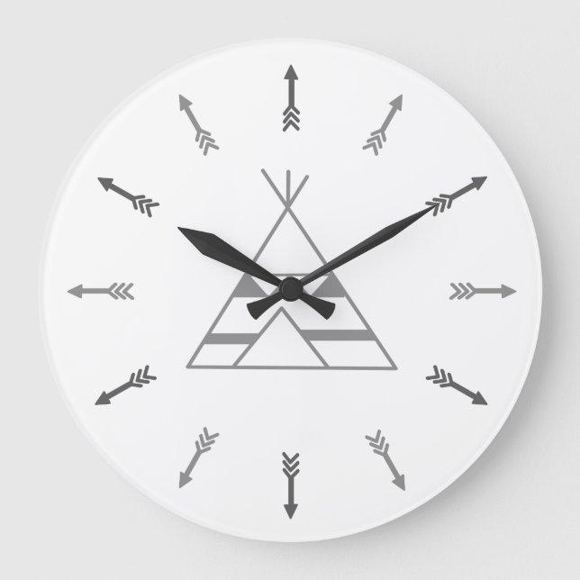Grijze Tipi Große Wanduhr (Vorderseite)