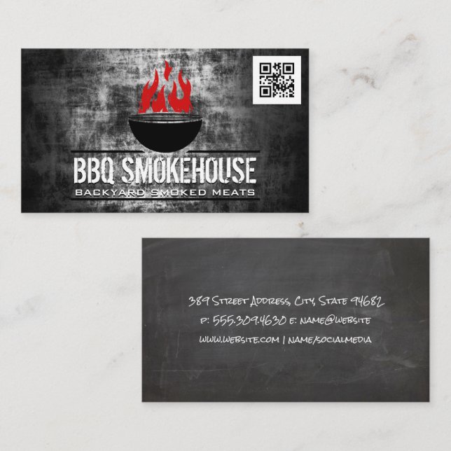 Grill am Feuer | qr Code Visitenkarte (Vorne/Hinten)
