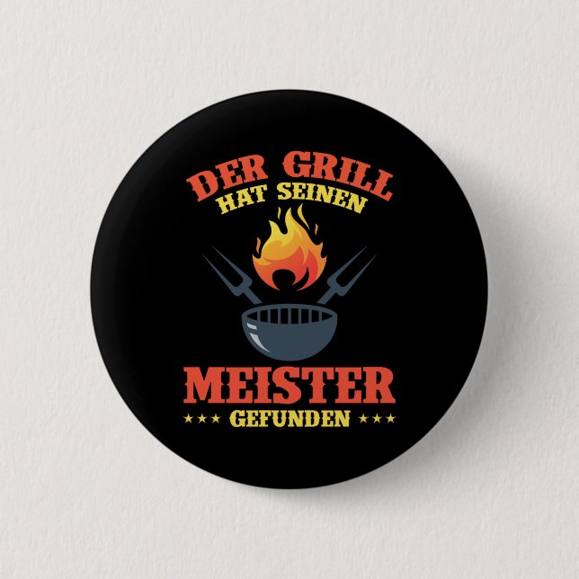 Grill Barbecue GRILLEN Grillmeister Koch Grillchef Button (Vorderseite)
