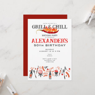 Grill & Chill Barbeque Cookout GRILLEN Birthday Pa Einladung