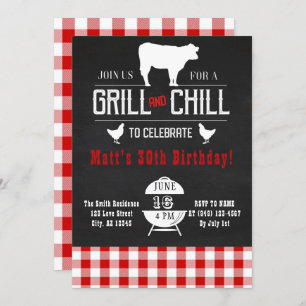 Grill & Chill BBBQ AnniversaireRustique Invitation