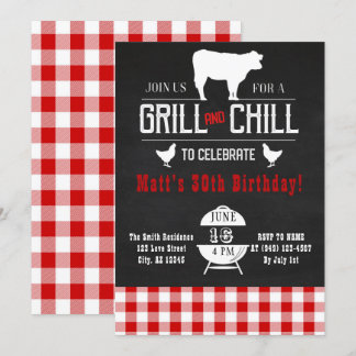 Grill & Chill GRILLEN GeburtstagRustikales Chalkbo Einladung