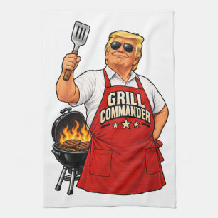 Grill Commander Trump Barbecue rotes Geschirrtuch