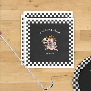 Grill Cookout Pig Banjo Black Custom Serviette