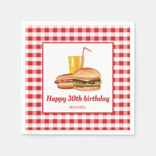 Grill Essen Hamburger Hot Dog Hinterhof BBQ Geburt Serviette