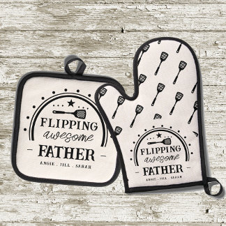 Grill-Flipping-Awesome-Vater Ofenhandschuh & Topflappen-Set