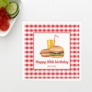 Grill Food Hamburger Hot Dog GRILLEN Geburtstag Serviette