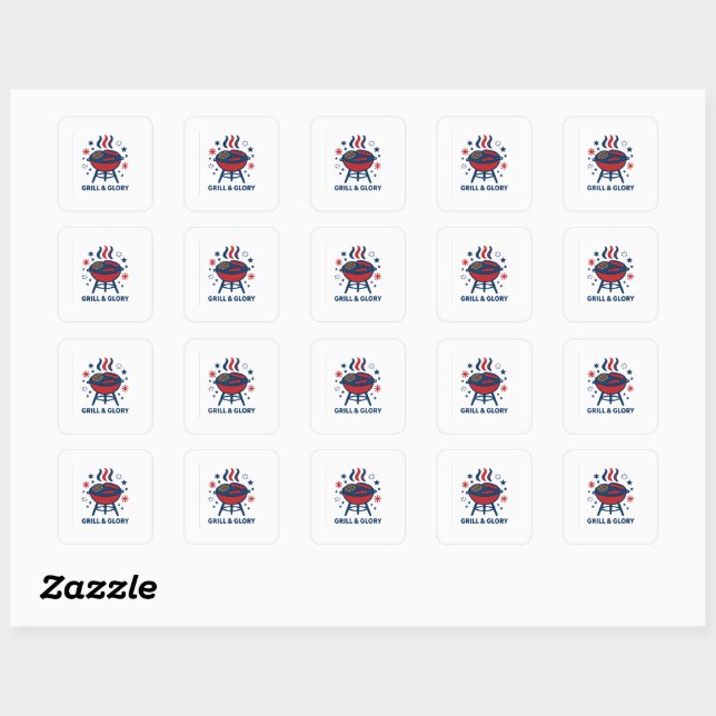 Grill & Glory 4. Juli GRILLEN Sticker - Patriotic (Blatt)