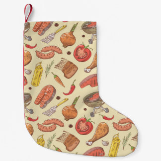 Grill, Grill, handgezeichnet, nahtloser Hintergrun Kleiner Weihnachtsstrumpf