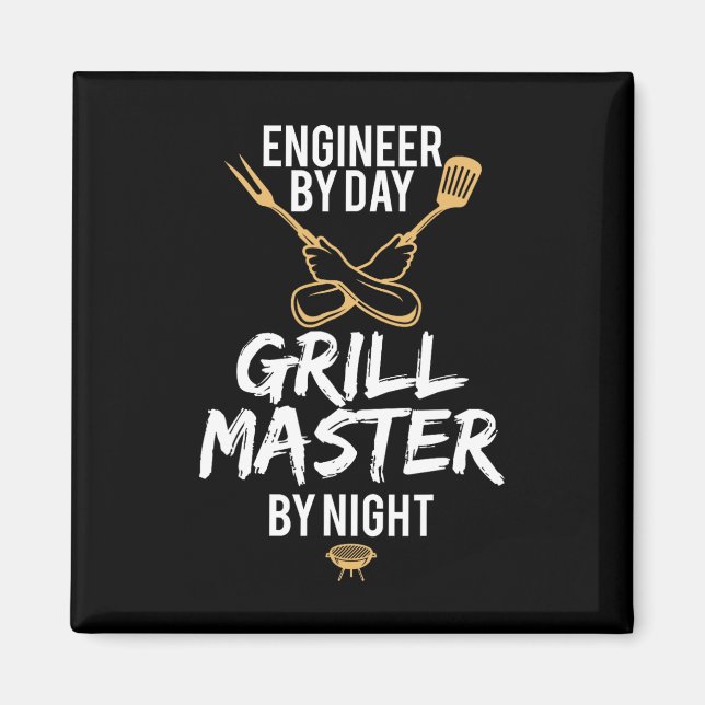 Grill Grillen Master Engineer Funny Barbecue Gesch Magnet (Vorne)