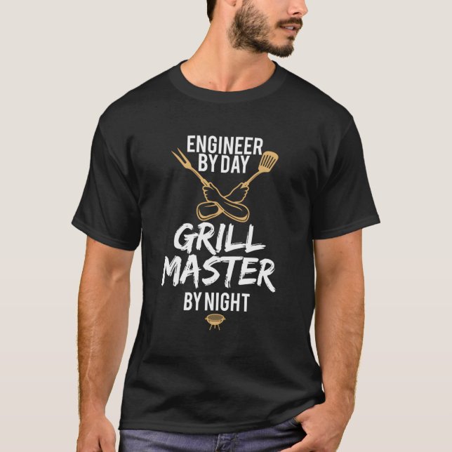Grill Grillen Master Engineer Funny Barbecue Gesch T-Shirt (Vorderseite)