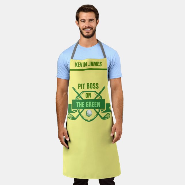 Grill GRILLEN Personalisiert Koch Name Golf Spaß Schürze (Getragen)