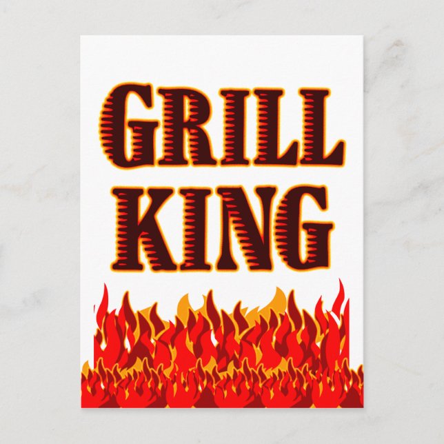 Grill King Flames GRILLEN Sprichwort Postcard Postkarte (Vorderseite)